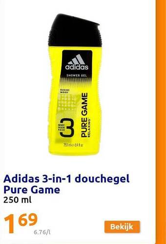 Action Adidas 3in1 Douchegel Pure Game aanbieding