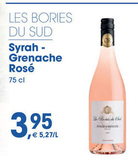 Prik en Tik Les Bories Du Sud Syrah - Grenache Rose 75 cl aanbieding
