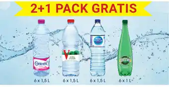 Prik en Tik Contrx 6 x 1,5 L / V 6 x 1,5 L / Nestle Pure Life 6 x 1,5 L / Perrier 6 x 1 L aanbieding