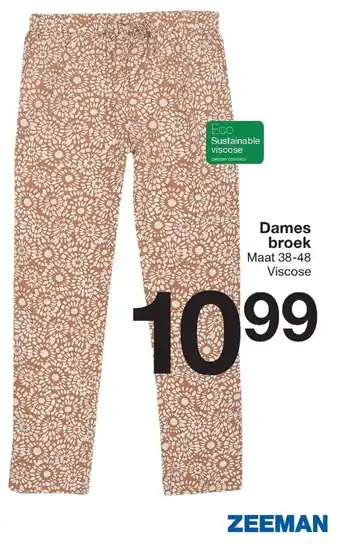 Zeeman Dames broek Maat 38-48 aanbieding