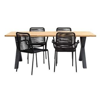 Leen Bakker Le Sud tuinset Lunas Beaune X-poot - zwart - 5-delig - Leen Bakker aanbieding