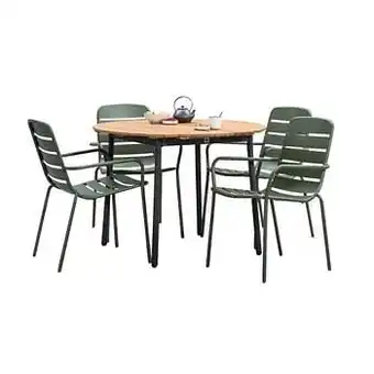 Leen Bakker Le Sud tuinset Menorca Loire rond - olijfgroen - 5-delig - Leen Bakker aanbieding