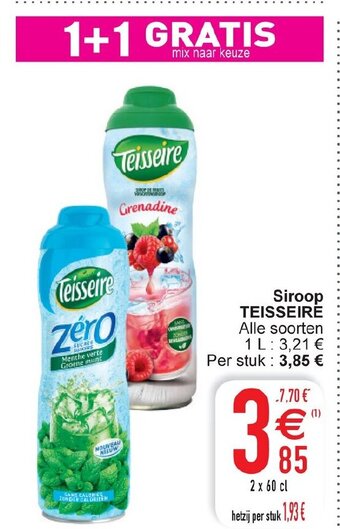 Cora Teisseire Siroop 2 x 60 cl aanbieding