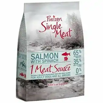 1kg Single Meat Adult Zalm met Spinazie Purizon Hondenvoer