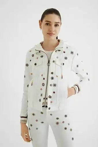 Desigual Slim fit spijkerjack van twee stoffen - WHITE - 36 aanbieding