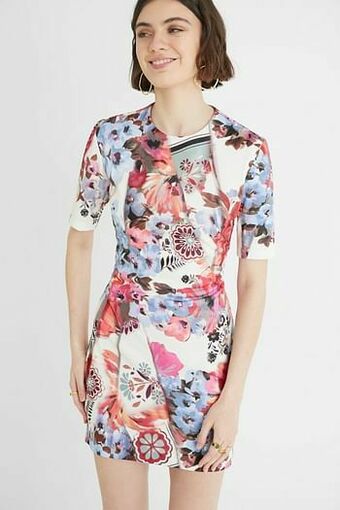 Desigual Korte jurk met diagonale plooitjes - RED - M aanbieding