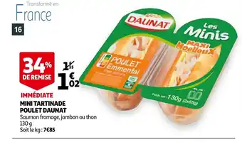 Auchan Mini Tartinade Poulet Daunat aanbieding