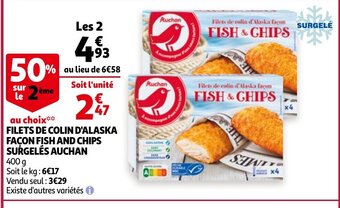 Auchan Filets De Colin D'Alaska Façon Fish and Chips Surgelés Auchan aanbieding