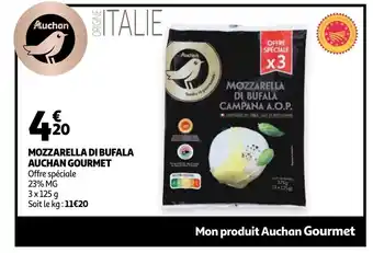 Auchan Mozzarella Di Bufala Auchan Gourmet aanbieding