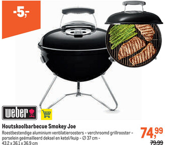 Makro Weber Houtskoolbarbecue Smokey Joe aanbieding