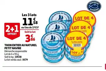 Auchan Thon Entier Au Naturel Petit Navire aanbieding