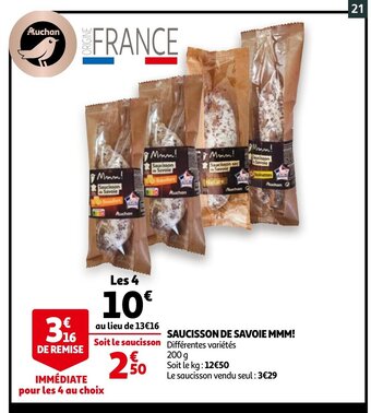 Auchan Saucisson De Savoie MMM! aanbieding