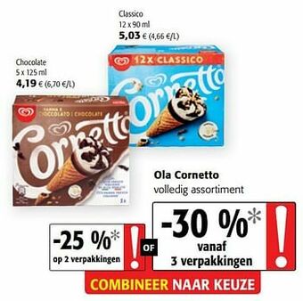 Colruyt Ola cornetto volledig assortiment aanbieding