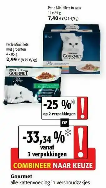Colruyt Gourmet alle kattenvoeding in vershoudzakjes aanbieding
