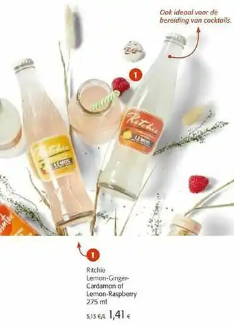 Colruyt Ritchie lemon-gingercardamon of lemon-raspberry aanbieding