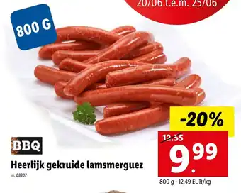 Lidl BBQ heerlijk gekruide lamsmerguez 800g aanbieding