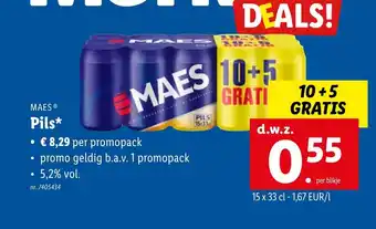 Lidl Maes pils 15 x 33cl aanbieding
