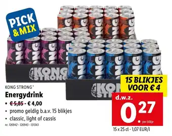Lidl Kong strong energydrink 15 x 25cl aanbieding