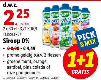 Lidl Siroop 2 x 60cl aanbieding