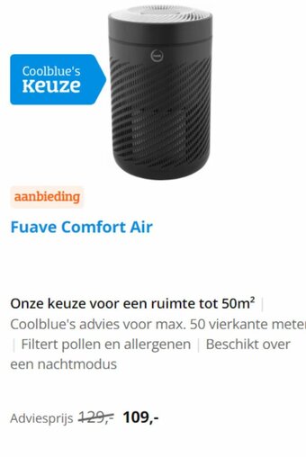 Coolblue Fuave comfort air aanbieding