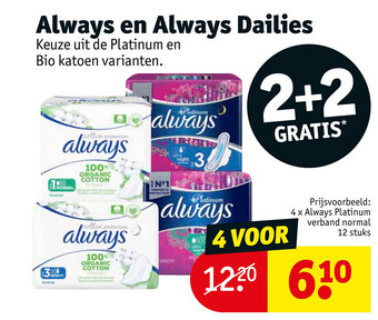 Kruidvat Always en Always Dailies aanbieding