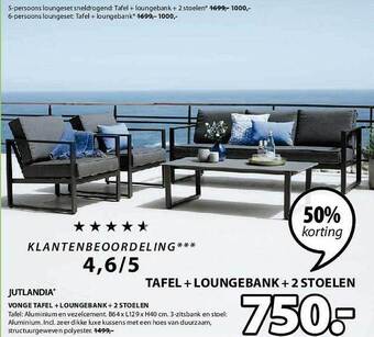 Jysk Vonge Tafel, Loungebank, 2 Stoelen aanbieding