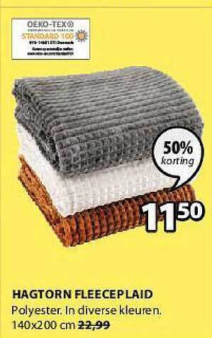 Jysk Hagtorn Fleeceplaid aanbieding