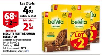 Auchan Biscuits Petit Déjeuner Belvita Lu aanbieding