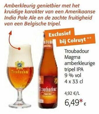 Colruyt Troubadour magma amberkleurige tripel ipa aanbieding