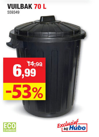 Hubo Vuilbak 70 L aanbieding