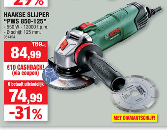 Hubo Bosch Haakse Slijper "PWS 850-125" aanbieding