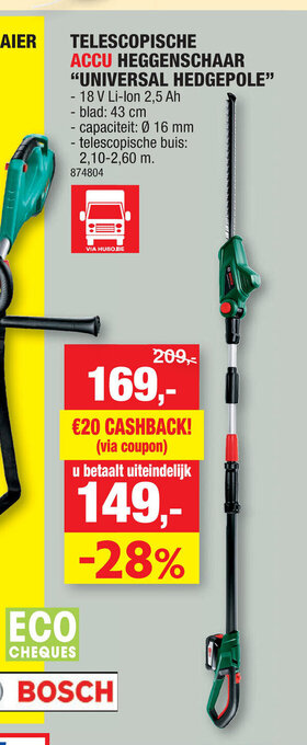 Hubo Bosch Telescopische Accu Heggenschaar "Universal Hedgepole" aanbieding