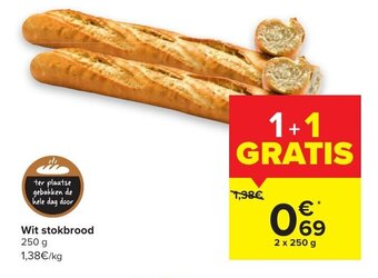 Carrefour Market Wit stokbrood 2 x 250 g aanbieding