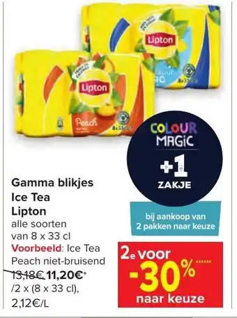 Carrefour Market Gamma blikjes Ice Tea Lipton 8 x 33 cl aanbieding
