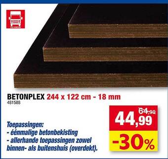 Hubo Betonplex 244 X 122 Cm - 18 Mm aanbieding