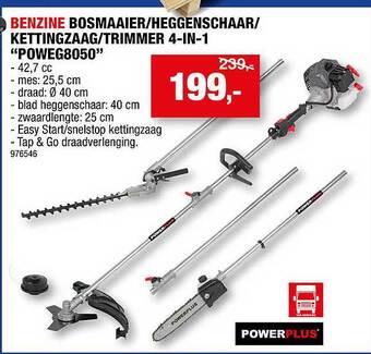 Hubo Benzine Bosmaaier Heggenschaar Kettingzaag Trimmer 4-in-1 aanbieding