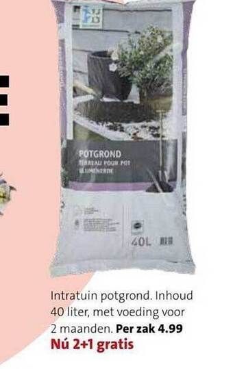 Intratuin Intratuin Potgrond. Inhoud 40 Liter Met Voeding Voor 2 Maanden aanbieding
