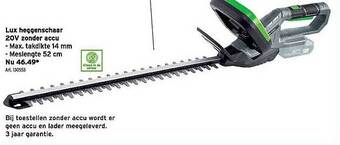 GAMMA Lux Heggenschaar 20v Zonder Accu aanbieding