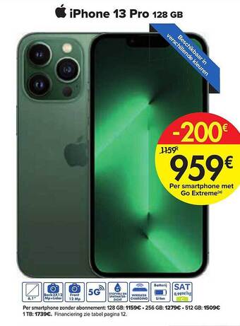 Carrefour Iphone 13 Pro 128 Gb aanbieding