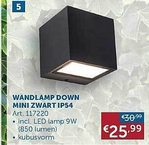 Zelfbouwmarkt Wandlamp Down Mini Zwart Ip54 aanbieding