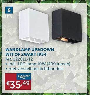 Zelfbouwmarkt Wandlamp Up&down Wit Of Zwart Ip54 aanbieding