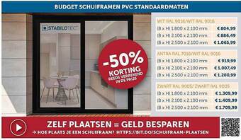 Zelfbouwmarkt Budget Schuiframen Pvc Standaardmaten aanbieding