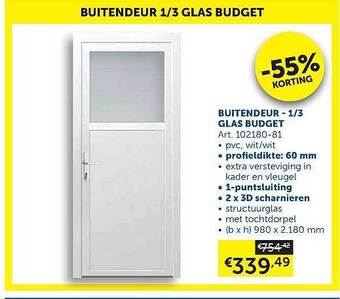 Zelfbouwmarkt Buitendeur - 1-3 Glas Budget aanbieding