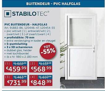 Zelfbouwmarkt Pvc Buitendeur - Halfglas aanbieding