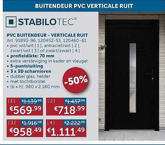 Zelfbouwmarkt Pvc Buitendeur - Verticale Ruit aanbieding