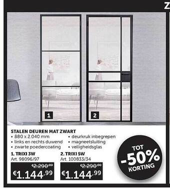 Zelfbouwmarkt Stalen Deuren Mat Zwart aanbieding