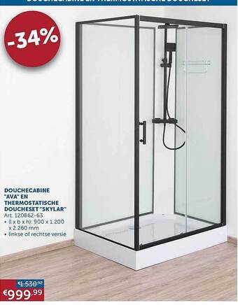 Zelfbouwmarkt Douchecabine Ava En Thermostatische Doucheset Skylar aanbieding