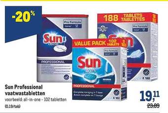 Makro Sun Professional Vaatwastabletten aanbieding