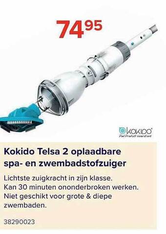 Euroshop Kokido Telsa 2 Oplaadbare Spa En Zwembadstofzuiger aanbieding