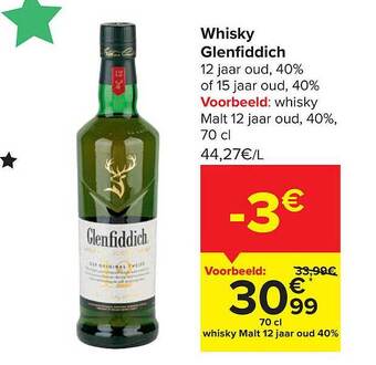 Carrefour Whisky Glenfiddich aanbieding